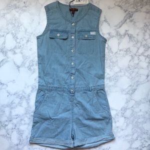 7 SEVEN FOR ALL MANKIND Girls Jean Romper Jumpsuit